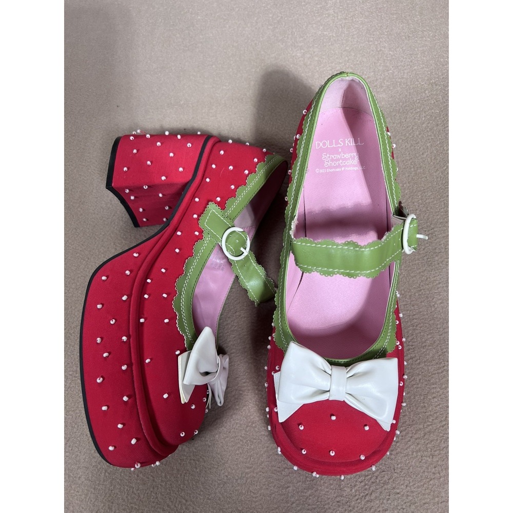 Dolls Kill x Strawberry Shortcake Freshly Ripe Platform Mary Janes 11M Heels
